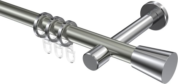 Gardinenstange Metall 20 mm Ø PRESTIGE - Sitra Edelstahl-Optik / Chrom 100 cm