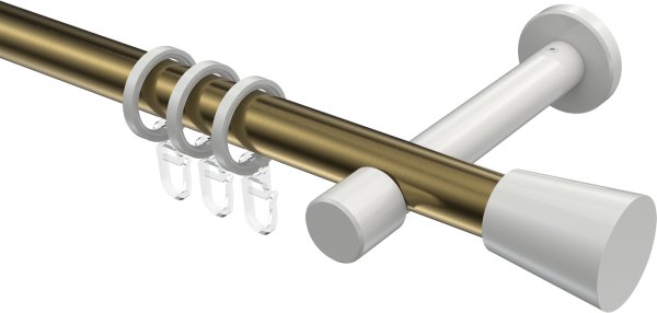 Gardinenstange Metall 20 mm Ø PRESTIGE - Sitra Messing Antik / Weiß 100 cm