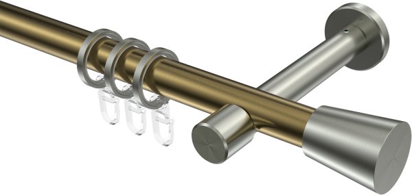 Gardinenstange Metall 20 mm Ø PRESTIGE - Sitra Messing Antik / Edelstahl-Optik 100 cm