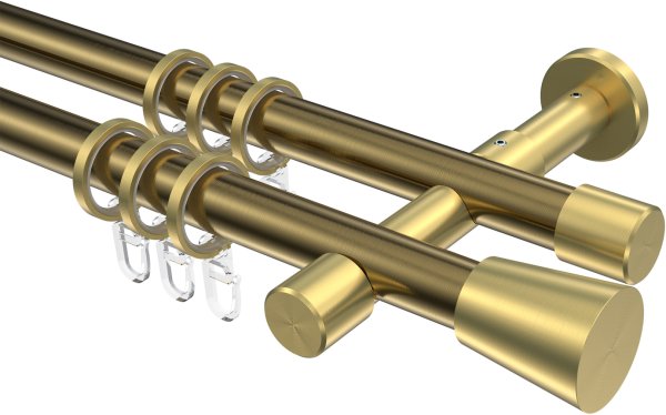 Gardinenstange Metall 20 mm Ø 2-läufig PRESTIGE - Sitra Messing Antik / Messing-Optik 100 cm