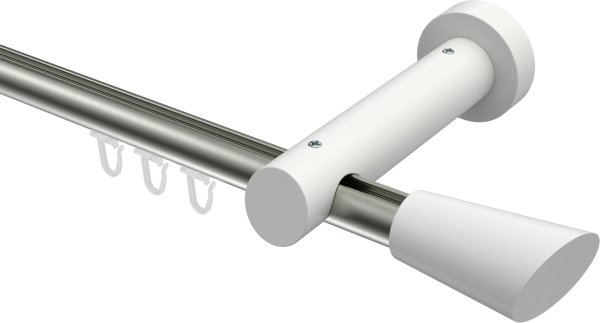 Innenlauf Gardinenstange Aluminium / Holz 20 mm Ø TALENT - Bero Edelstahl-Optik / Weiß lackiert