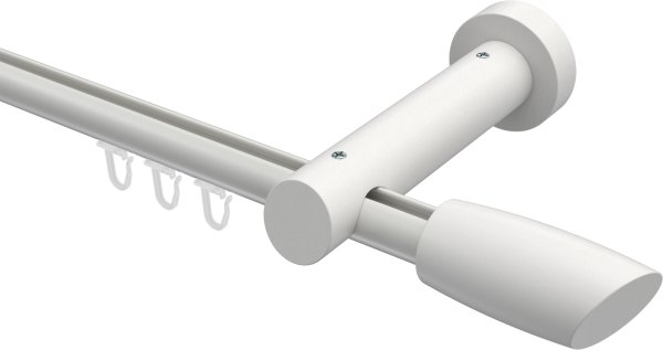 Innenlauf Gardinenstange Aluminium / Holz 20 mm Ø TALENT - Etta Weiß lackiert