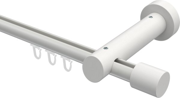 Innenlauf Gardinenstange Aluminium / Holz 20 mm Ø TALENT - Feta Weiß lackiert