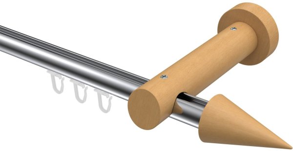 Innenlauf Gardinenstange Aluminium / Holz 20 mm Ø TALENT - Siveo Chrom / Buche lackiert 100 cm