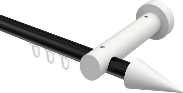 Innenlauf Gardinenstange Aluminium / Holz 20 mm Ø TALENT - Siveo Schwarz / Weiß lackiert 100 cm