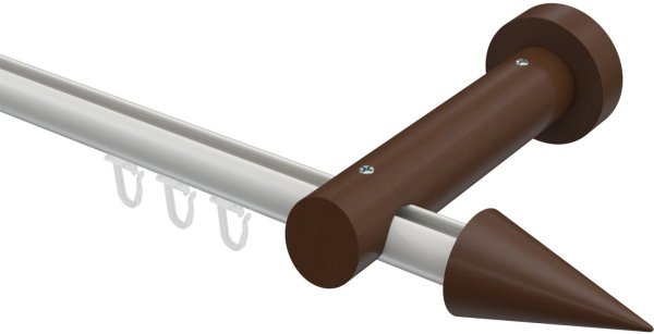 Innenlauf Gardinenstange Aluminium / Holz 20 mm Ø TALENT - Siveo Weiß / Nussbaum lackiert 100 cm