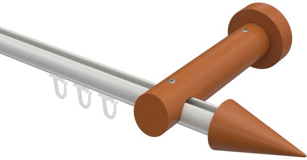 Innenlauf Gardinenstange Aluminium / Holz 20 mm Ø TALENT - Siveo Weiß / Kirschbaum lackiert 100 cm