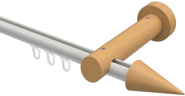Innenlauf Gardinenstange Aluminium / Holz 20 mm Ø TALENT - Siveo Weiß / Buche lackiert 100 cm
