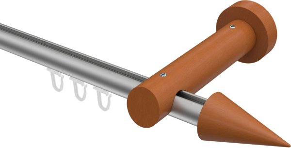 Innenlauf Gardinenstange Aluminium / Holz 20 mm Ø TALENT - Siveo Silbergrau / Kirschbaum lackiert 100 cm