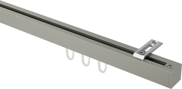 Innenlauf Gardinenstange Deckenmontage Aluminium / Metall eckig 20x20 mm QUADLINE (Universal) - Sono Satin-Silber 100 cm