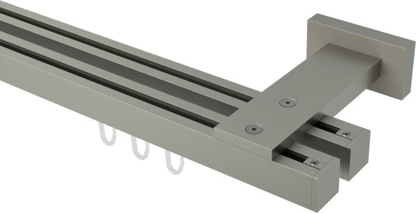 Innenlauf Gardinenstange Aluminium / Metall eckig 20x20 mm 2-läufig QUADLINE - Sono Satin-Silber 100 cm