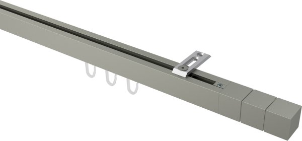 Innenlauf Gardinenstange Deckenmontage Aluminium / Metall eckig 20x20 mm QUADLINE (Universal) - Cubes Satin-Silber