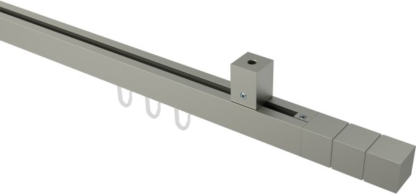 Innenlauf Gardinenstange Deckenmontage Aluminium / Metall eckig 20x20 mm QUADLINE - Cubes Satin-Silber 100 cm