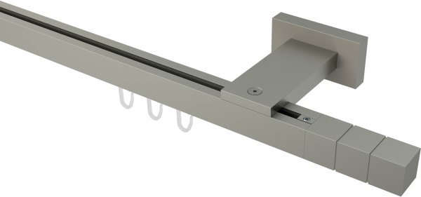 Innenlauf Gardinenstange Aluminium / Metall eckig 20x20 mm QUADLINE - Cubes Satin-Silber 100 cm