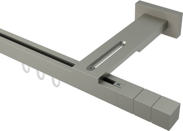Innenlauf Gardinenstange Aluminium / Metall eckig 20x20 mm QUADLINE (Multi) - Cubes Satin-Silber 100 cm