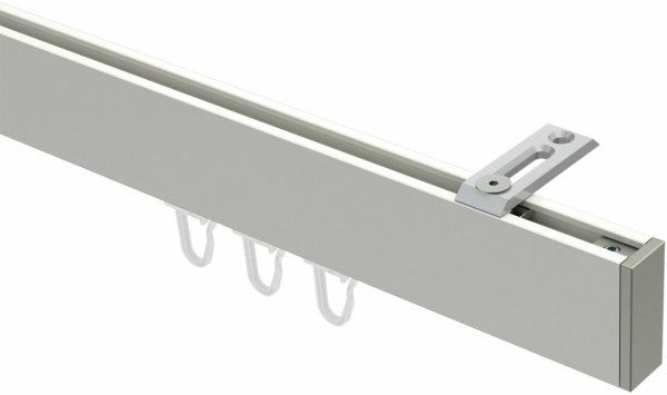 Innenlauf Gardinenstange Deckenmontage Aluminium / Metall eckig 14x35 mm SMARTLINE (Universal) - Paxo Weiß / Edelstahl-Optik 100 cm