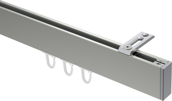 Innenlauf Gardinenstange Deckenmontage Aluminium / Metall eckig 14x35 mm SMARTLINE (Universal) - Paxo Edelstahl-Optik / Chrom 100 cm