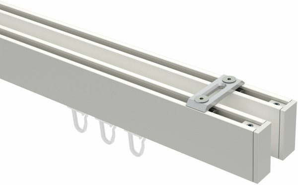 Innenlauf Gardinenstange Deckenmontage Aluminium / Metall eckig 14x35 mm 2-läufig SMARTLINE (Universal) - Paxo Weiß 240 cm