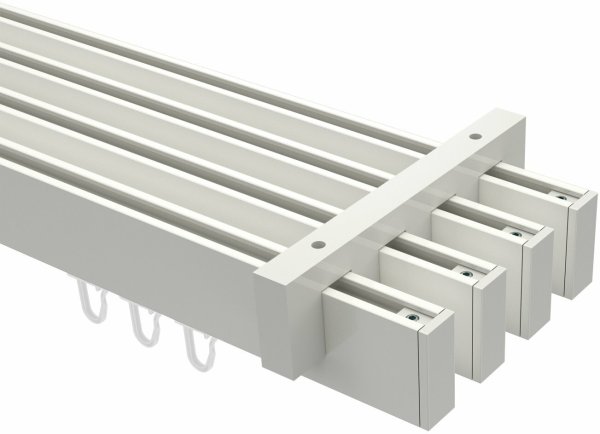 Innenlauf Gardinenstange Deckenmontage Aluminium / Metall eckig 14x35 mm 4-läufig SMARTLINE - Paxo Weiß 180 cm