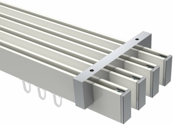 Innenlauf Gardinenstange Deckenmontage Aluminium / Metall eckig 14x35 mm 4-läufig SMARTLINE - Paxo Weiß / Chrom 100 cm