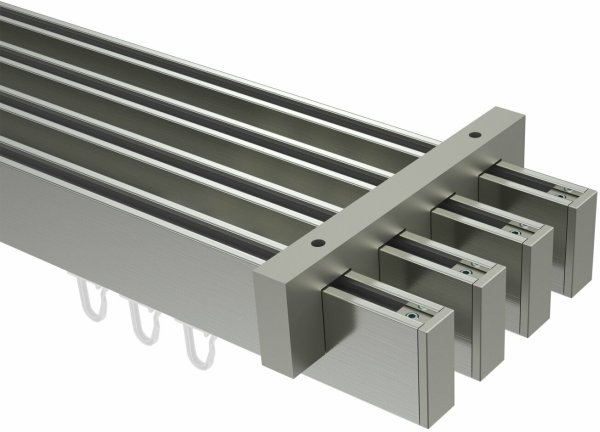 Innenlauf Gardinenstange Deckenmontage Edelstahl-Optik eckig 14x35 mm 4-läufig SMARTLINE - Paxo 540 cm (3 x 180 cm)