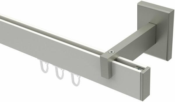 Innenlauf Gardinenstange Aluminium / Metall eckig 14x35 mm SMARTLINE - Paxo Weiß / Edelstahl-Optik 240 cm