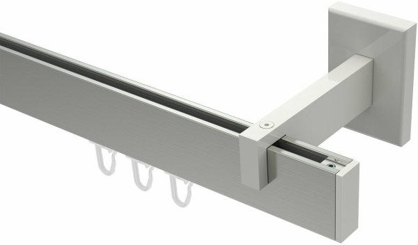 Innenlauf Gardinenstange Aluminium / Metall eckig 14x35 mm SMARTLINE - Paxo Edelstahl-Optik / Weiß 100 cm