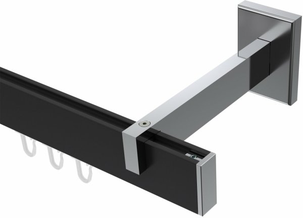 Innenlauf Gardinenstange Aluminium / Metall eckig 14x35 mm SMARTLINE - Paxo Schwarz / Chrom (WA lang) 100 cm