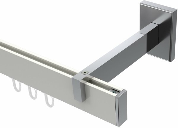 Innenlauf Gardinenstange Aluminium / Metall eckig 14x35 mm SMARTLINE - Paxo Weiß / Chrom (WA lang) 100 cm