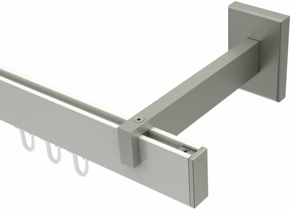 Innenlauf Gardinenstange Aluminium / Metall eckig 14x35 mm SMARTLINE - Paxo Weiß / Edelstahl-Optik (WA lang) 100 cm