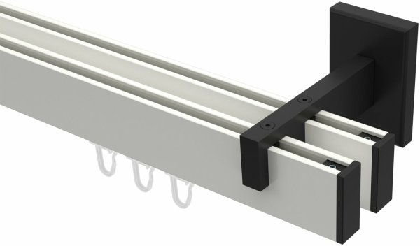 Innenlauf Gardinenstange Aluminium / Metall eckig 14x35 mm 2-läufig SMARTLINE - Paxo Weiß / Schwarz 100 cm