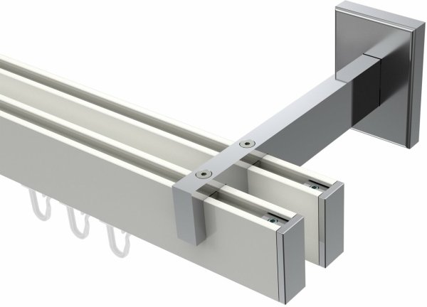 Innenlauf Gardinenstange Aluminium / Metall eckig 14x35 mm 2-läufig SMARTLINE - Paxo Weiß / Chrom (WA lang) 100 cm