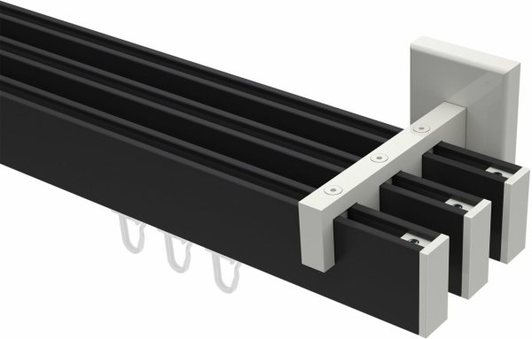 Innenlauf Gardinenstange Aluminium / Metall eckig 14x35 mm 3-läufig SMARTLINE - Paxo Schwarz / Weiß 120 cm