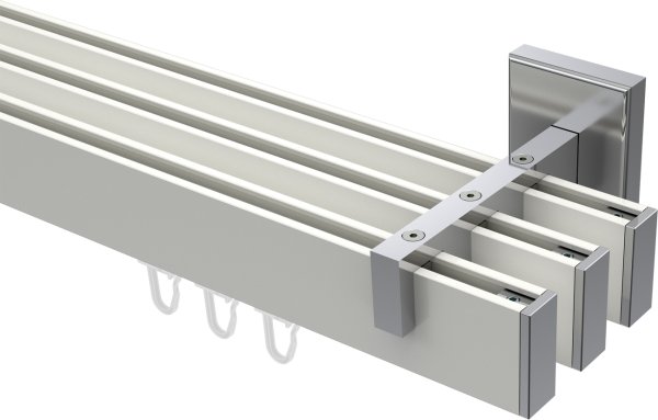 Innenlauf Gardinenstange Aluminium / Metall eckig 14x35 mm 3-läufig SMARTLINE - Paxo Weiß / Chrom 100 cm