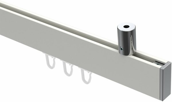 Innenlauf Gardinenstange Deckenmontage Aluminium / Metall eckig 14x35 mm SONIUS - Paxo Weiß / Chrom 100 cm