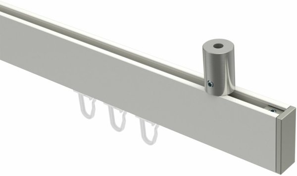 Innenlauf Gardinenstange Deckenmontage Aluminium / Metall eckig 14x35 mm SONIUS - Paxo Weiß / Edelstahl-Optik 100 cm