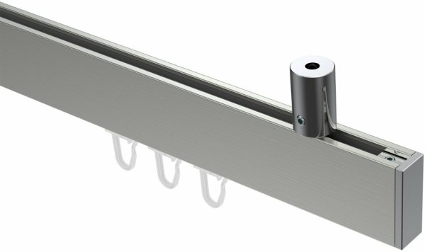 Innenlauf Gardinenstange Deckenmontage Aluminium / Metall eckig 14x35 mm SONIUS - Paxo Edelstahl-Optik / Chrom 100 cm