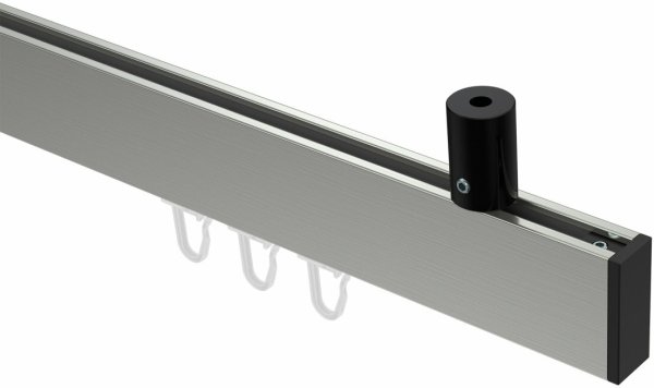Innenlauf Gardinenstange Deckenmontage Aluminium / Metall eckig 14x35 mm SONIUS - Paxo Edelstahl-Optik / Schwarz 100 cm