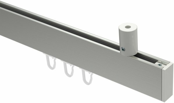Innenlauf Gardinenstange Deckenmontage Aluminium / Metall eckig 14x35 mm SONIUS - Paxo Edelstahl-Optik / Weiß 100 cm