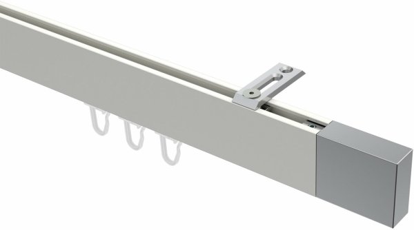 Innenlauf Gardinenstange Deckenmontage Aluminium / Metall eckig 14x35 mm SMARTLINE (Universal) - Lox Weiß / Chrom 100 cm
