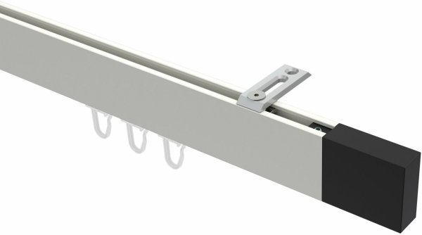 Innenlauf Gardinenstange Deckenmontage Aluminium / Metall eckig 14x35 mm SMARTLINE (Universal) - Lox Weiß / Schwarz 100 cm