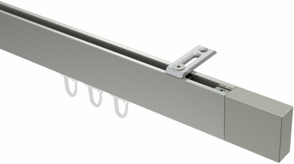 Innenlauf Gardinenstange Deckenmontage Edelstahl-Optik eckig 14x35 mm SMARTLINE (Universal) - Lox 600 cm (3 x 200 cm)