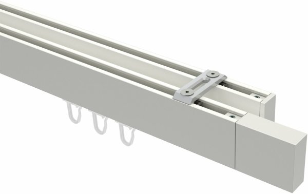 Innenlauf Gardinenstange Deckenmontage Aluminium / Metall eckig 14x35 mm 2-läufig SMARTLINE (Universal) - Lox Weiß 200 cm
