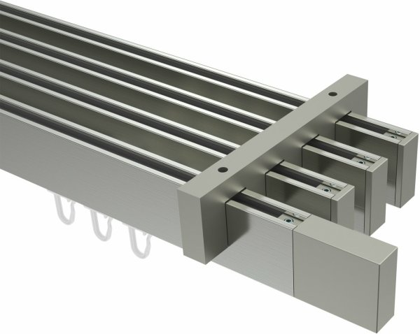 Innenlauf Gardinenstange Deckenmontage Edelstahl-Optik eckig 14x35 mm 4-läufig SMARTLINE - Lox 100 cm