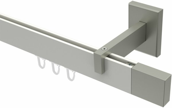 Innenlauf Gardinenstange Aluminium / Metall eckig 14x35 mm SMARTLINE - Lox Weiß / Edelstahl-Optik 160 cm