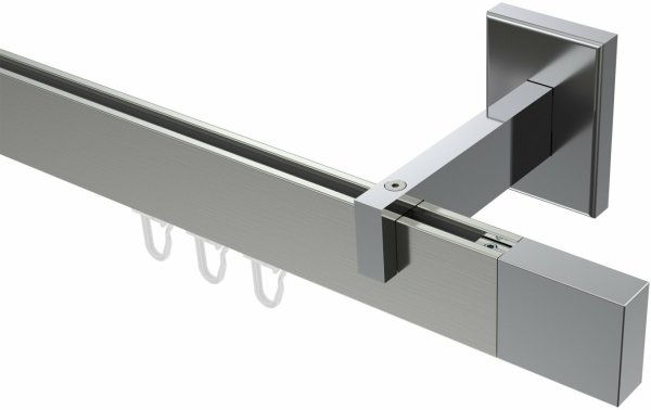 Innenlauf Gardinenstange Aluminium / Metall eckig 14x35 mm SMARTLINE - Lox Edelstahl-Optik / Chrom 100 cm