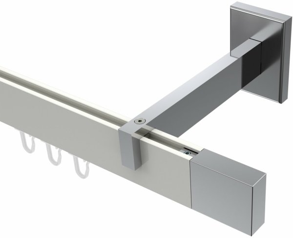 Innenlauf Gardinenstange Aluminium / Metall eckig 14x35 mm SMARTLINE - Lox Weiß / Chrom (WA lang) 100 cm