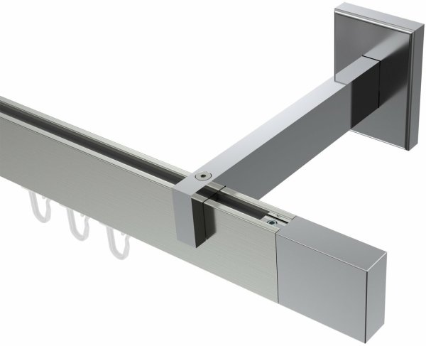 Innenlauf Gardinenstange Aluminium / Metall eckig 14x35 mm SMARTLINE - Lox Edelstahl-Optik / Chrom (WA lang) 240 cm