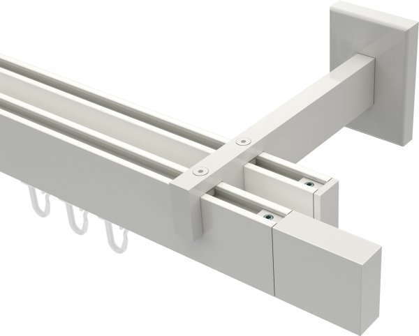 Innenlauf Gardinenstange Aluminium / Metall eckig 14x35 mm 2-läufig SMARTLINE - Lox Weiß (WA lang) 100 cm