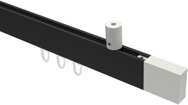 Innenlauf Gardinenstange Deckenmontage Aluminium / Metall eckig 14x35 mm SONIUS - Lox Schwarz / Weiß 100 cm